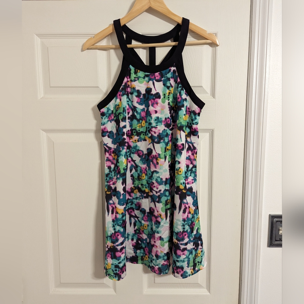 Bethany Mota Pink And White watercolor print sleeveless mini dress size medium